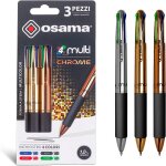 Stylo bille 0. 1 mm avec trait fluide 4 couleur metal, 3 pices avec encre bleue, rouge, verte et noire ...