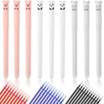 Stylos  encre gel effaable, lot de 9 kawaii stylo effacables avec 30 recharges, animaux stylo kawaii, ...