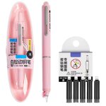 Stylo plume retractable a pointe fine, stylo a encre lissante multifonction, cadeau d'anniversaire( rose) ...