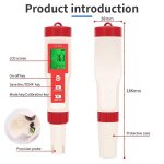 Stylo de test de chlore 5 en 1, testeur de qualite de l'eau, cl2, temp, ph, h2, orp, mesure pour aquarium, ...