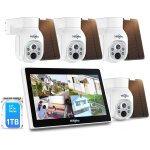 Subzonal - 100% sans fil + ptz hiseeu 4mp kit camera surveillance wifi solaire avec 10  moniteur 1tb ...