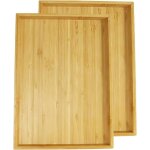 Subzonal - lot de 2 plateaux de service rectangulaires portables 100% bambou pour cuisine, salle a manger, ...