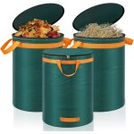 Subzonal - 272l sac dechets verts resistant, lot de 3 sac jardinage dechets avec couvercle et poignes, ...