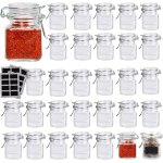 Subzonal - lot de 30 pots  pices en verre mini bouteilles  pices carres avec joint en caoutchouc ...