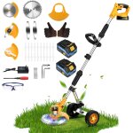 Subzonal - coupe bordure 21v avec batterie et chargeur, tondeuse  gazon sans fil avec lame bton tlescopique ...