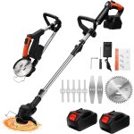 Subzonal - debroussailleuse electrique sans fil, dbroussailleuse  gazon pliable avec 2 batteries et ...