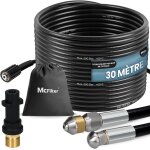 Subzonal - flexible de nettoyage de tuyaux, 30m, 160 - 200 bar, adaptateur inclus, buses fixes + rotatives, ... Subzonal - flexible de nettoyage de tuyaux, 30m, 160 - 200 bar, adaptateur inclus, buses fixes + rotatives, ...