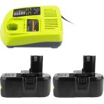Subzonal - labtec rb18l50 batterie de remplacement pour ryobi 18v 5ah - 2 packs avec chargeur double ...