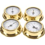 Subzonal - station m�t�o 4 pi�ces, bo�tier en laiton 14, 5 cm, barom�tre, thermom�tre, hygrom�tre et ...