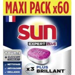 Sun - pastilles lave - vaisselle tout en 1 expert plus - 60 tablettes - brillance - nettoyage en profondeur ...