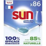 Sun - pastilles lave - vaisselle tout en 1 regular - 86 tablettes - avec 85% d'ingrdients d'origine ...