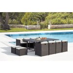 Sunset 12 : salon de jardin encastrable 12 places en rsine tresse et aluminium gris / blanc