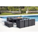 Sunset 12 : salon de jardin encastrable 12 places en r�sine tress�e et aluminium noir / gris