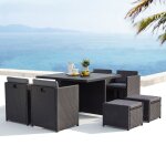 Sunset 8 : salon de jardin encastrable 8 places en r�sine tress�e et aluminium noir / gris