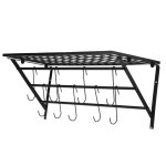 Support de casserole suspendu en mtal noir fix au mur avec 10 crochets organisateur de rangement de ...