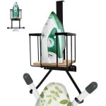 Support mural pour planche a repasser avec etag�re et crochets, organisateur buanderie en m�tal noir, ...
