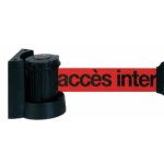 Support mural - avec sangle rouge �tirable de 3 m - abs noir - � fixer - s�rigraphie  acc�s interdit  ...
