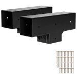 Support de pergola - duoku - lot de 2 - connecteurs en acier au carbone 92x92 mm - kit a 3 voies en forme ...