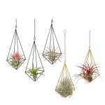 Support pour plantes a air suspendues, phfu - 5 pices, jardinire moderne gomtrique avec chane en ...