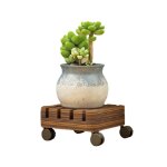 Support a pot de fleurs en bois avec roue rotative a 360 , caddie de jardinière créatif pour la maison, ... Support a pot de fleurs en bois avec roue rotative a 360 , caddie de jardinière créatif pour la maison, ...