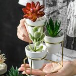 Support de pot de fleurs en fer de style nordique, porte - pot rond en ciment, succulent pot de jardini��re ...