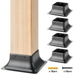 Support poteau bois - vevor - 153x153x62 mm, 4pcs, acier au carbone, base de barre intrieure 91, 4x91, ...