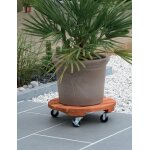 Support � roulettes bois rond  flora roll lasure  - 30 cm