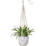Suspension pour plantes d'intrieur en macram - corde en coton avec perles de bois - support mural pour ...