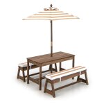 Table et 2 bancs de jardin avec parasol et coussins en sapin table de pique - nique pour 4 enfants café ... Table et 2 bancs de jardin avec parasol et coussins en sapin table de pique - nique pour 4 enfants café ...