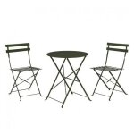 Table 60cm + 2 chaises pliantes m�tal vert set