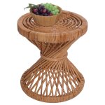 Table d'appoint hwc - m31, table de fleurs en rotin table basse, ronde 43x38x38cm, rotin kubu naturel ...