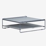 Table d'appoint de jardin convertible en pouf en acier amaro gris