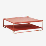 Table d'appoint de jardin convertible en pouf en acier amaro jaune miel - rouge argile