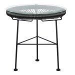 Table d'appoint de jardin ronde Ø45 cm en acier et osier synthtique acapulco noir