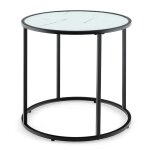 Table d'appoint ronde 50 x 50 x 50 cm en verre tremp� imitation marbre au design moderne et el�gant en ...