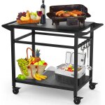 Table de barbecue mobile a double etagère 50, 8 x 81, 3 cm avec roues freinables, chariot de cuisine ... Table de barbecue mobile a double etagère 50, 8 x 81, 3 cm avec roues freinables, chariot de cuisine ...