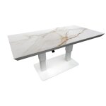 Table basse el�vatrice colombo 150 x 80 x 43 / 69 cm ? aluminium epoxy blanc / c�ramique kedra praline ...