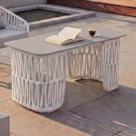 Table basse hwc - p90, table de jardin, table de balcon, ext�rieur, tressage en corde, pierre fritt�e ...