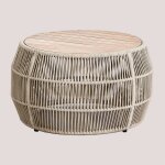 Table basse pour jard�n ronde (�80cm) krot beige cr�me