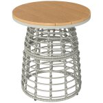 Table basse de jardin table d'appoint ext�rieur r�sine aspect rotin m�tal gris