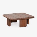 Table basse de jardin carrée 70x70 cm en bois d'acacia famara brun acacia Table basse de jardin carrée 70x70 cm en bois d'acacia famara brun acacia