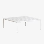 Table basse de jardin carr�e 90x90 cm en acier roubly blanc gardenia