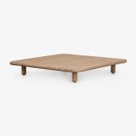 Table basse de jardin carrée 90x90 cm en bois d'acacia portet marrón acacia claro Table basse de jardin carrée 90x90 cm en bois d'acacia portet marrón acacia claro