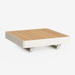 Table basse de jardin carr�e en aluminium (90x90 cm) yarilo bois naturel