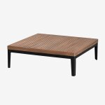 Table basse de jardin carr�e en aluminium et bois d'acacia (100x100 cm) taranis noir