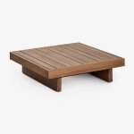 Table basse de jardin carr�e dailin 75x75cm en bois d'acacia brun acacia