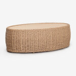 Table basse de jardin ovale 105x60 cm en bois d'acacia et rotin synth�tique clarnyx naturel