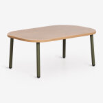 Table basse de jardin ovale 90x60 cm en acier zunika vert olive intense