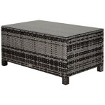 Table basse de jardin plateau verre tremp? 5 mm rotin tress? 85 x 50 x 39 cm max. 70 kg gris