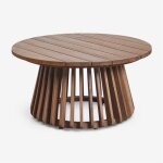 Table basse de jardin ronde �80 cm en bois d'acacia mura brun acacia